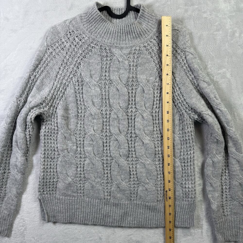 J Crew Crew Neck Cable Knit Sweater Women's XXS Grey Acrylic/Alpaca Blend Grey - Picture 11 of 16